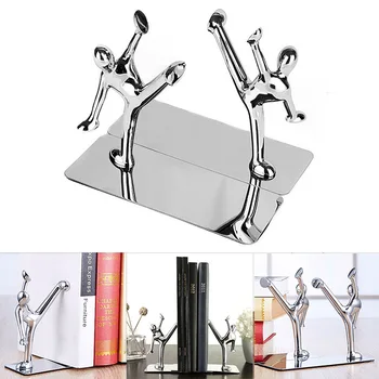 

1 Pair Stainless Steel Kung Fu Kid Book Clips European Bookend for House Decoration LFX-ING