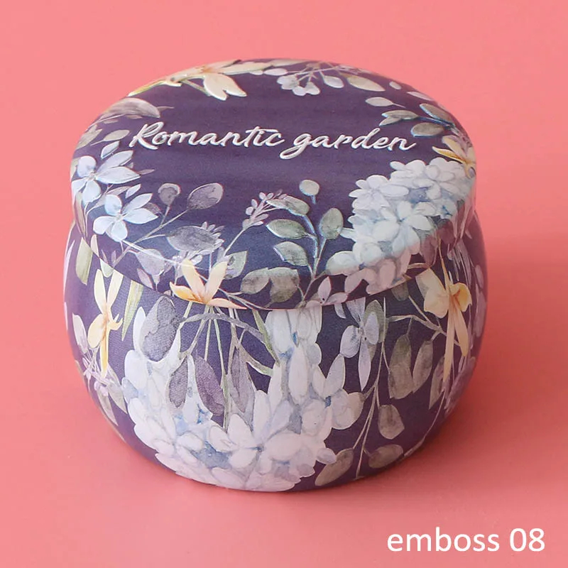 emboss 08 1 шт., коробка для конфет, многофункциональный чехол для печенья в форме барабана, жесть, домашний декор, розовый чайник, праздничные вечерние принадлежности - Цвет: emboss 08