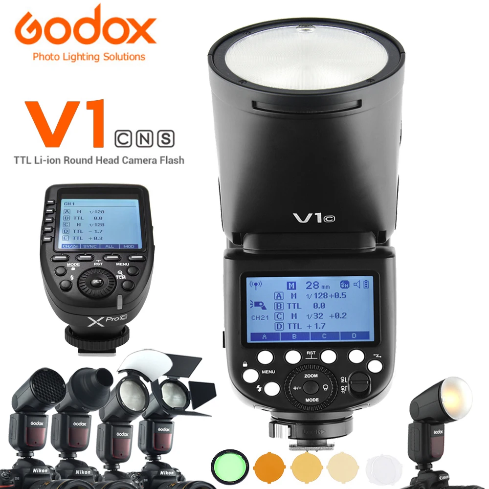 Вспышка Godox V1 V1C V1N V1S V1F V1O V1P TTL HSS 1/8000s для камеры Sony Niko Canon Fujifilm Olympus Pentax | Электроника