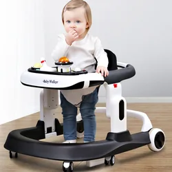 Marchette multifonctionnelle avec roues pour bébés, pour garçons et filles de 6 à 18 mois, pliable, pour apprendre avec de la musique 