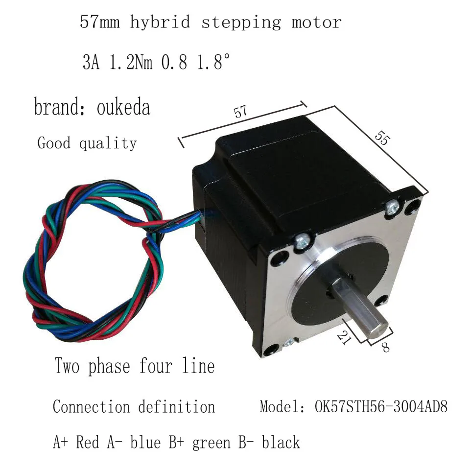 

57 stepper motor/stepper motor/57BYGH56 1.2Nm two-phase hybrid shaft diameter 8mm Nema23