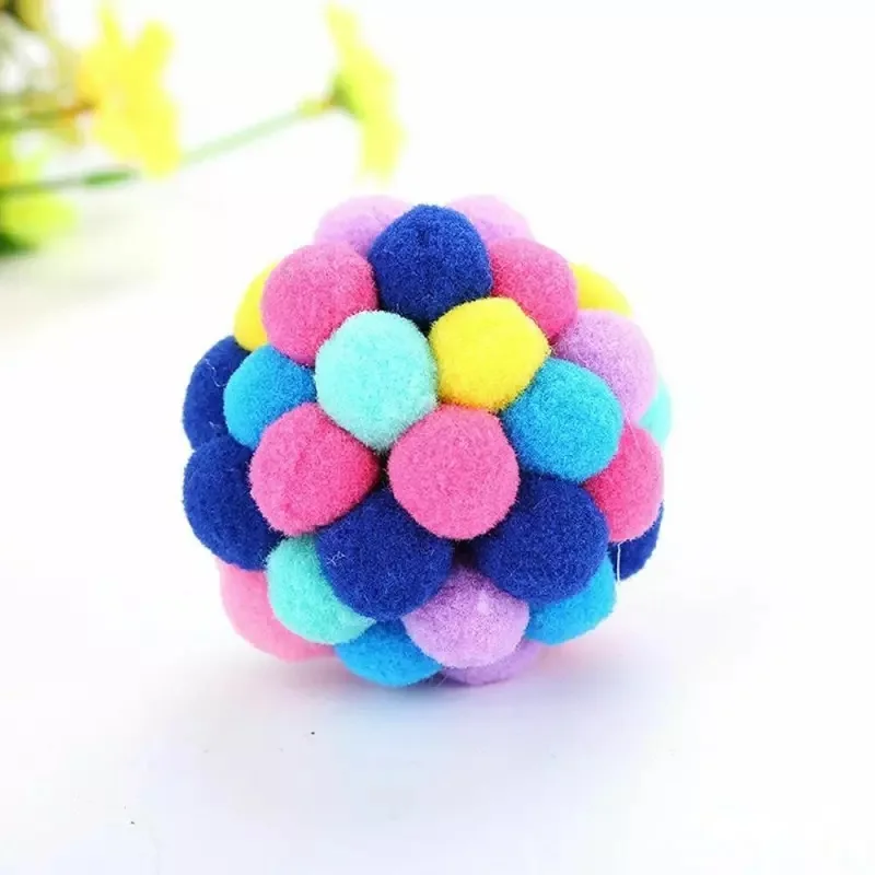 1PCS 4-5cm Игрушка для домашних животных, игрушка для кошек, разноцветный шар ручной работы, Интерактивная игрушка для кошек, плюшевая игрушка для кошек, набор игрушек для кошек, интерактивные Мими товары для домашних животных - Цвет: 1PCS 4-5cm