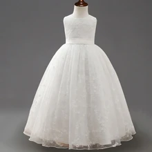 Рождественское детское платье для девочек; свадебное фатиновое кружевное длинное платье для девочек; элегантное праздничное платье принцессы; торжественное платье для детей-подростков
