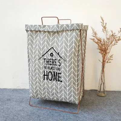 A Nordic Toy Storage Basket Foldable Iron cotton Pattern storage Bag Home Organizer fashion Toy Clothes Storage Laundry Bag Hamper - Цвет: A