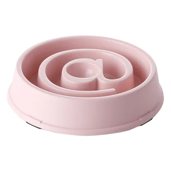 

Round Slow Eating Bowl Durable Food Dish Non-slip Pet Slow Eating Feeder Simple Food Bowl for Pet Cat Dog Puppy (Pink)