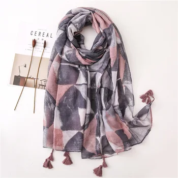

Spring Autumn Viscose Scarf Female Oversized Long Scarf Summer Sun-proof Shawl Cotton Scarf Beach Sarong Wraps