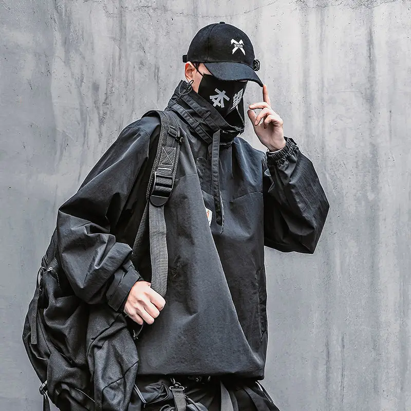 

High street country trend spring functional collar sweater men and women loose personality solid color pullover coat