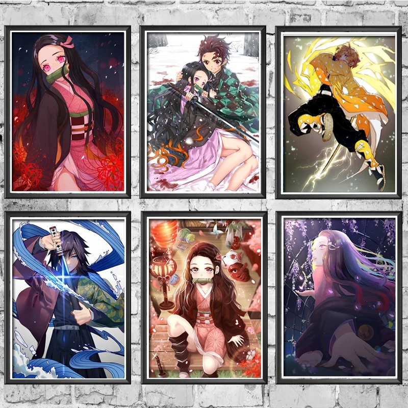 

Wall Art Printed Poster Nordic Picture Anime Demon Slayer HD Kimetsu Canvas Home Decoration No Framed Painting Boys Room Modular