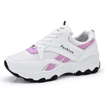 

Fashion mesh breathable sneakers lace up walking shoes women's light casual shoes
