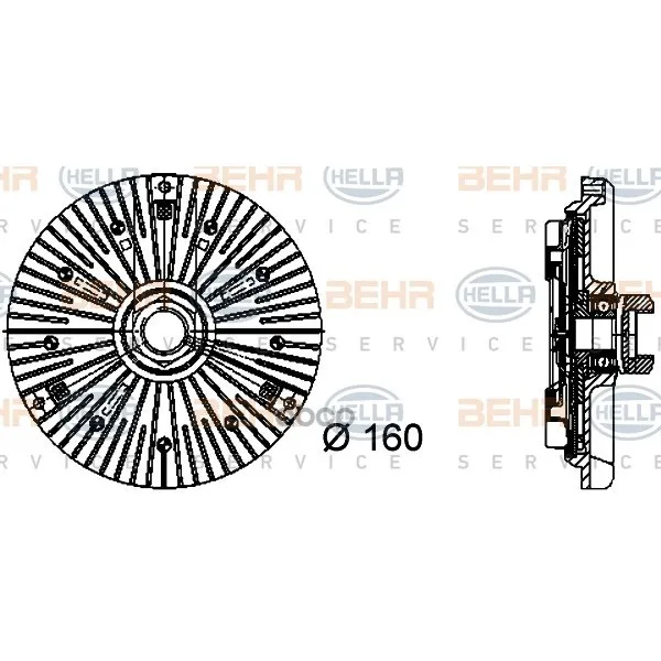 Вискомуфта Вентилятора Без Вентилятора Audi: A6 98-05, A6 Avant 98-05, A8 94-02 HELLA арт. 8MV376733-031