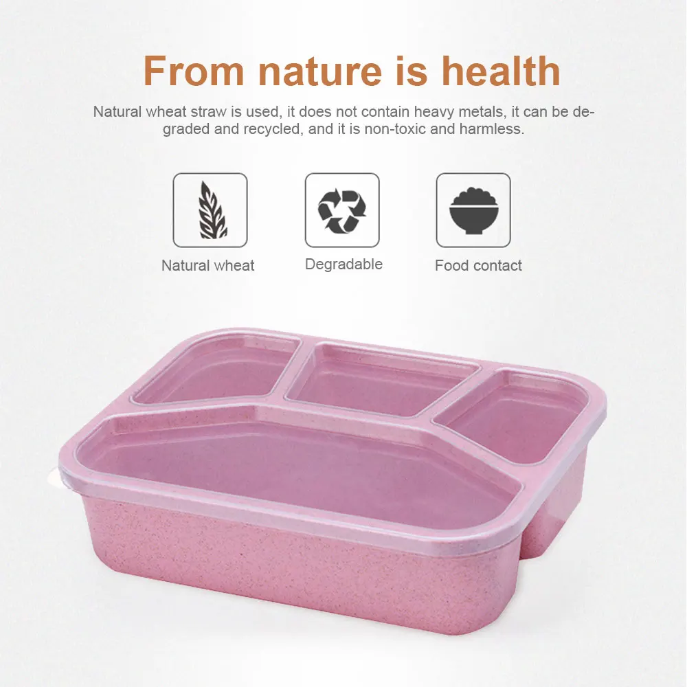 Портативный Ланч-бокс из пшеничной соломы Bento Box с отсеками посуда для детей дома для школы и пикника пищевой контейнер для микроволновой печи