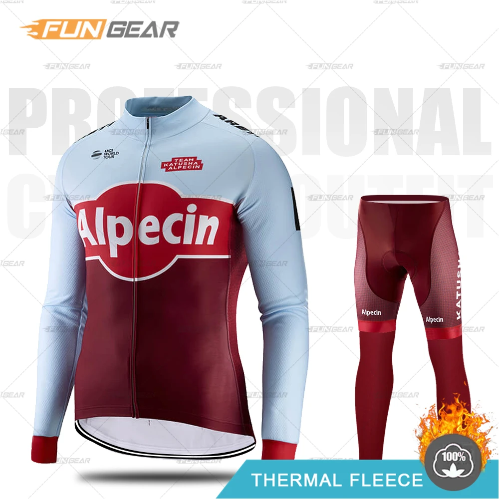 NORMAL SET Зимняя одежда для велоспорта Alpecining Pro Team, комплект из Джерси, Мужская Униформа с длинным рукавом, Теплая Флисовая одежда, комплект теплых штанов - Цвет: NORMAL SET