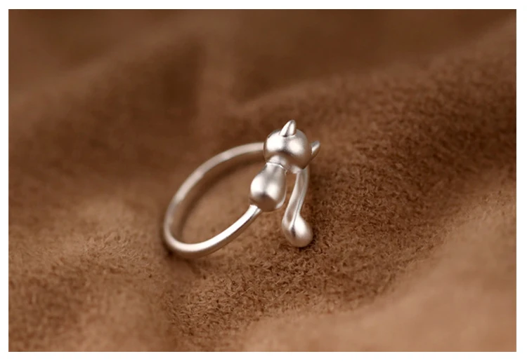 Silver Rings Silver Ring 925 Sterling Silver Grind arenaceous cat Open Rings For Women