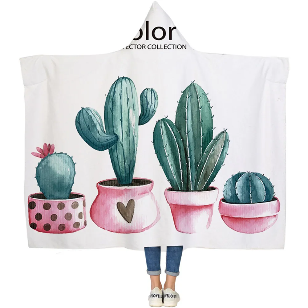 Travel-Outdoor-Wearable-Hooded-Blanket-Unique-Cactus-Printing-Rectangle-Blankets-Winter-Warm-Soft-Lightweight-Coral-Fleece (3)