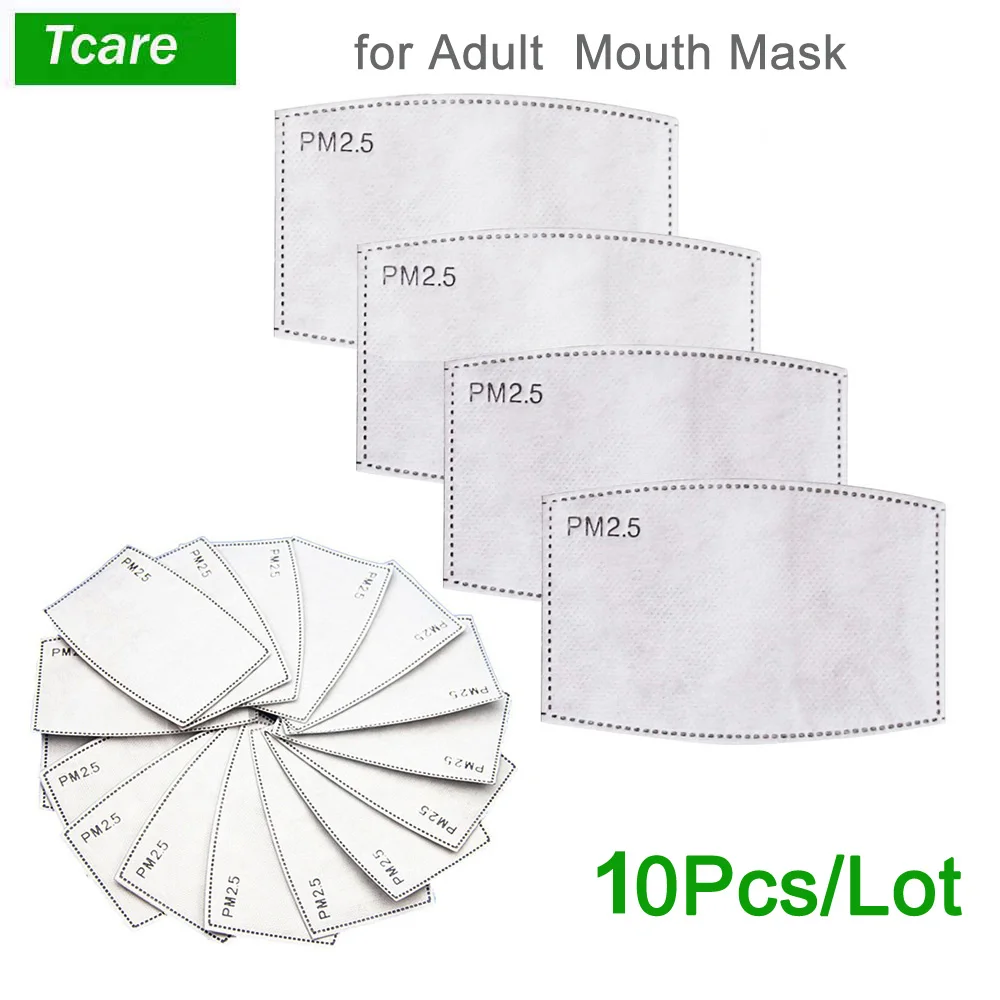 

Tcare 10pcs/Lot PM2.5 Filter Paper Anti Haze Mouth Mask Anti Dust Mask Activated Carbon Health CareFilter Paper