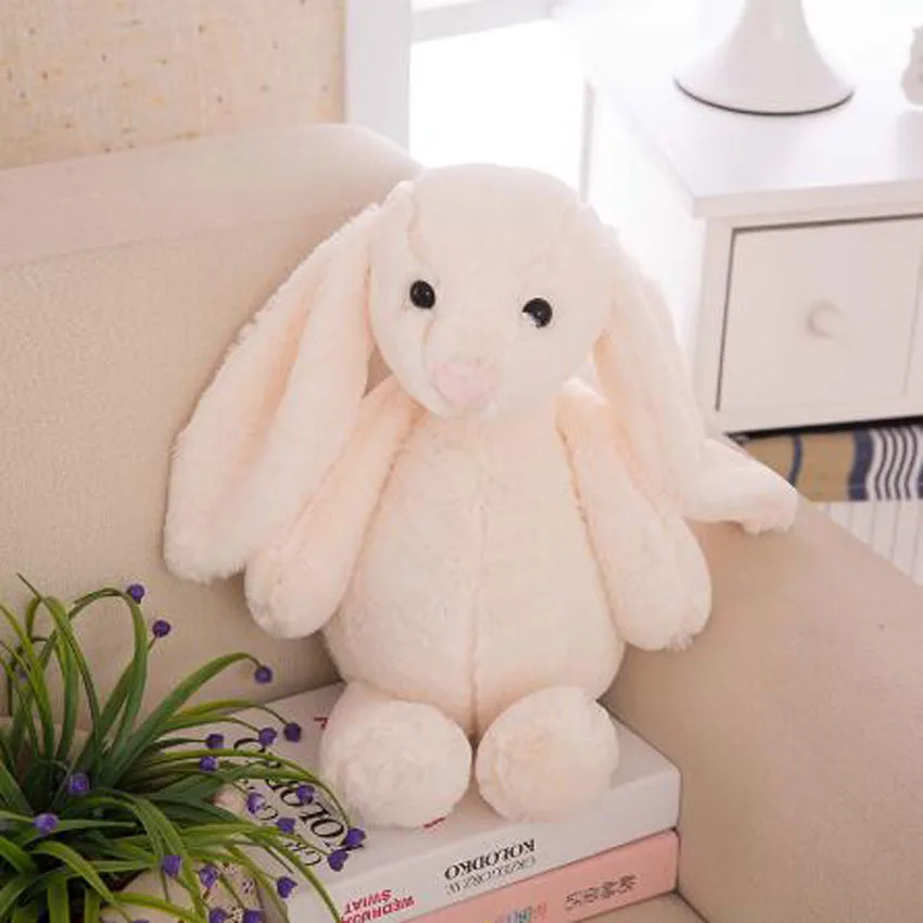 Подарок подруге Kawaii Мини кролики с большими ушами мягкие детские мягкие Плюшевые Пушистые Игрушки для девочек 25 см серый желтый розовый - Цвет: Белый