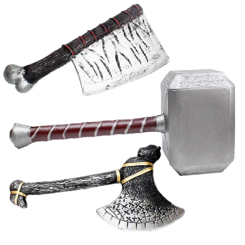

Patygr Fake Kung Fu Axe Knife Weapon Plastic Practical Training Thor Hammer Mjolnir Replica Prop