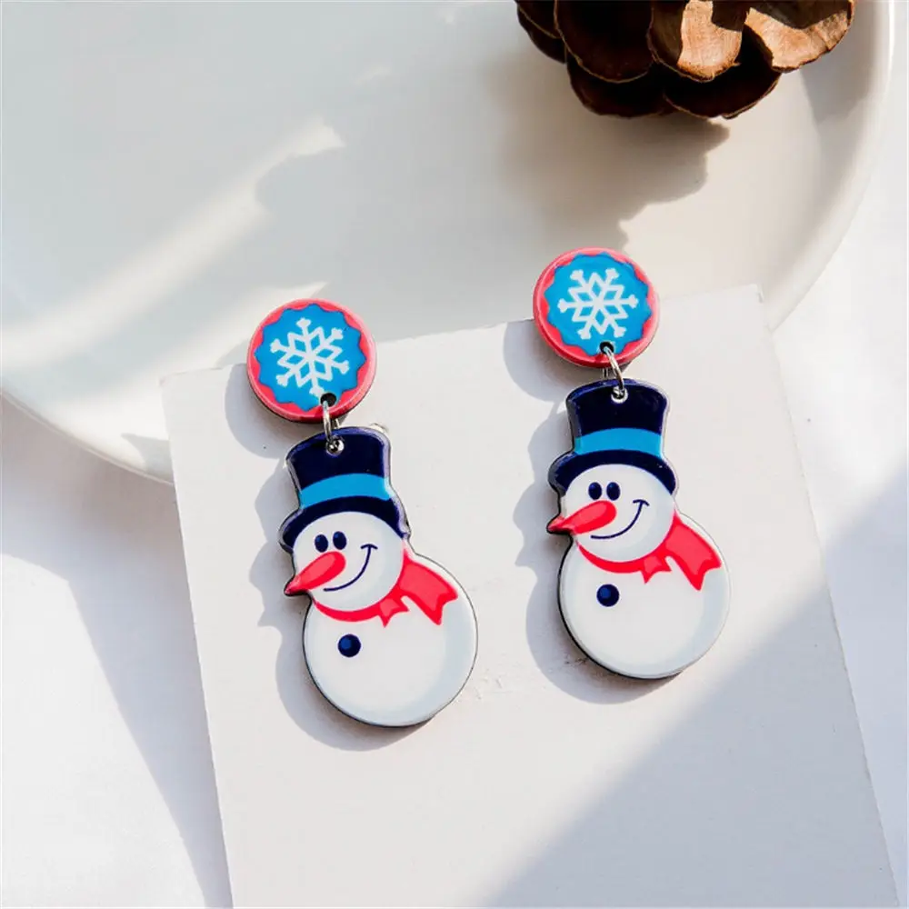 1 пара простые Снежинки Снеговик серьги гвоздики для женщин 8 видов стилей геометрические акриловые круглые серьги рождественские ювелирные изделия подарок