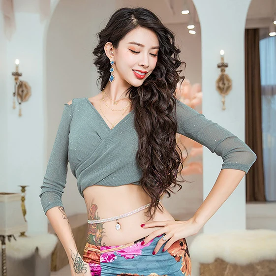 top Модный костюм для танца живота Профессиональный Bellydance длинная юбка женская Одежда для танцев MD25 - Color: top