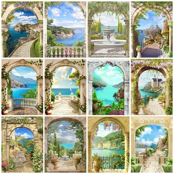 

EverShine Diamond Painting Seaside Landscape Cross Stitch Diamond Embroidery Arch Picture Of Rhinestones Art Kits Wall Decor