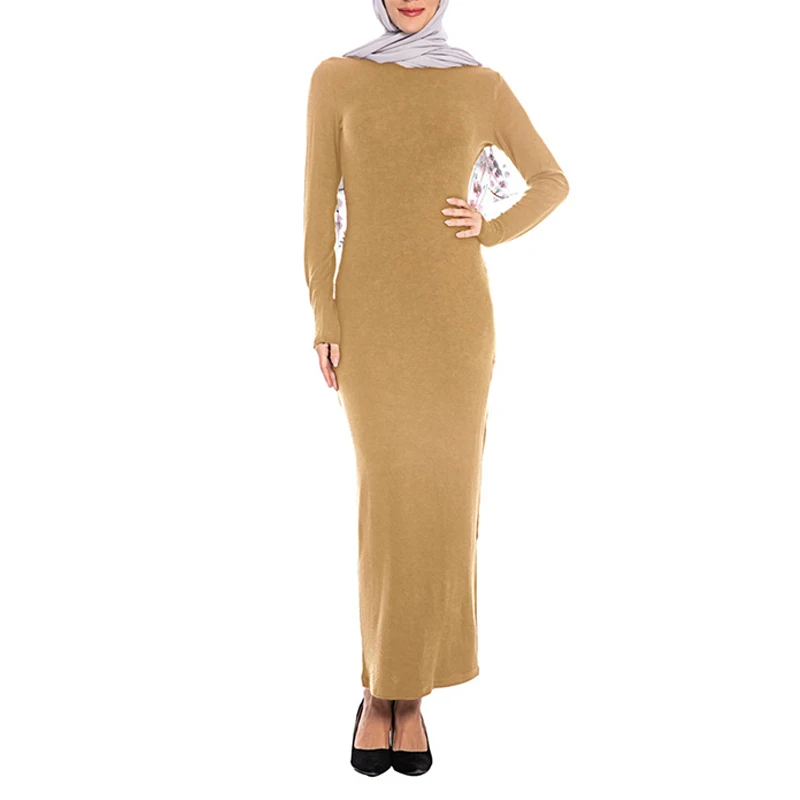 Khaki dress Турецкая абайа мусульманский хиджаб платье Абая для женщин ислам ic одежда Caftan Дубай кафтан ислам Tesettur платье без рукавов Djelaba Femme - Цвет: Khaki dress