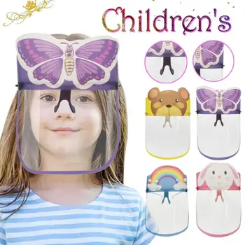 

10PCS/LOT Kids Full Face Shields Mask With Glasses Holder Children Transparent Protective Face Masks Anti-Fog Droplet Safety Hat