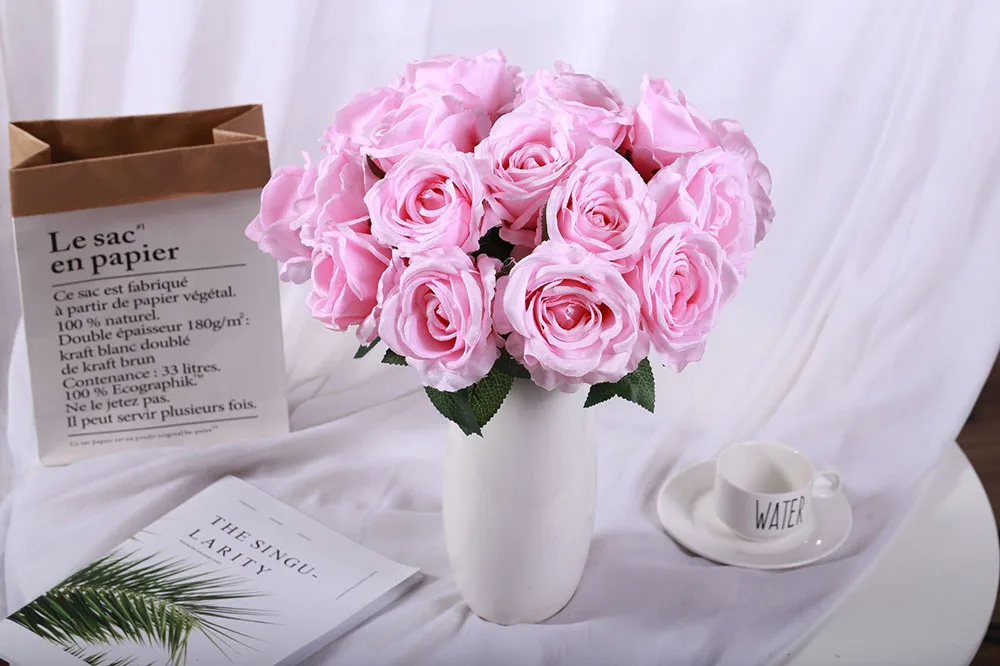 1 Bunch Artificial Rose silk French Floral Bouquet Fake Flower Arrange Table Daisy Wedding Flowers Decor Party accessory Flores-10