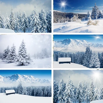 

Nitree Winter Landscape Snow Storm Pine Tree Scenery Photography Forest Backdrop Photo Studio Props Photophone Background Vinyl