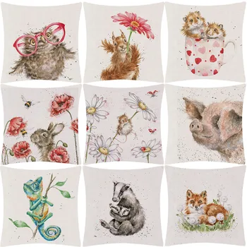 

Baby Animal Pig Rabbit Owl Cushion Cover Flower Love Heart Throw Pillow Cover 45X45cm Sofa Decoration