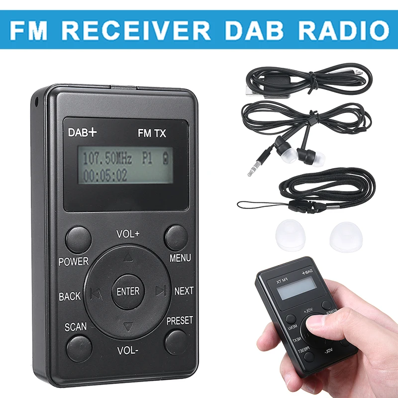 

Portable DAB/DAB FM Receiver Car DAB Transmitter Digital Radio Receiver MP3 Music Player with Headphone Cable