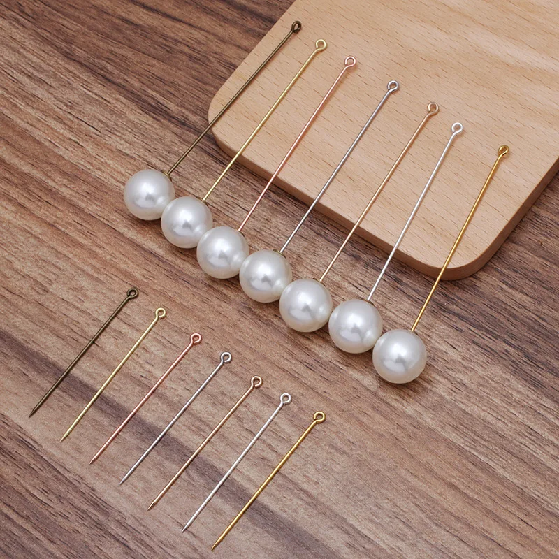 50pcs Brooch Pins Hat Pins With Immitation Pearls Stopper Shawl Pin