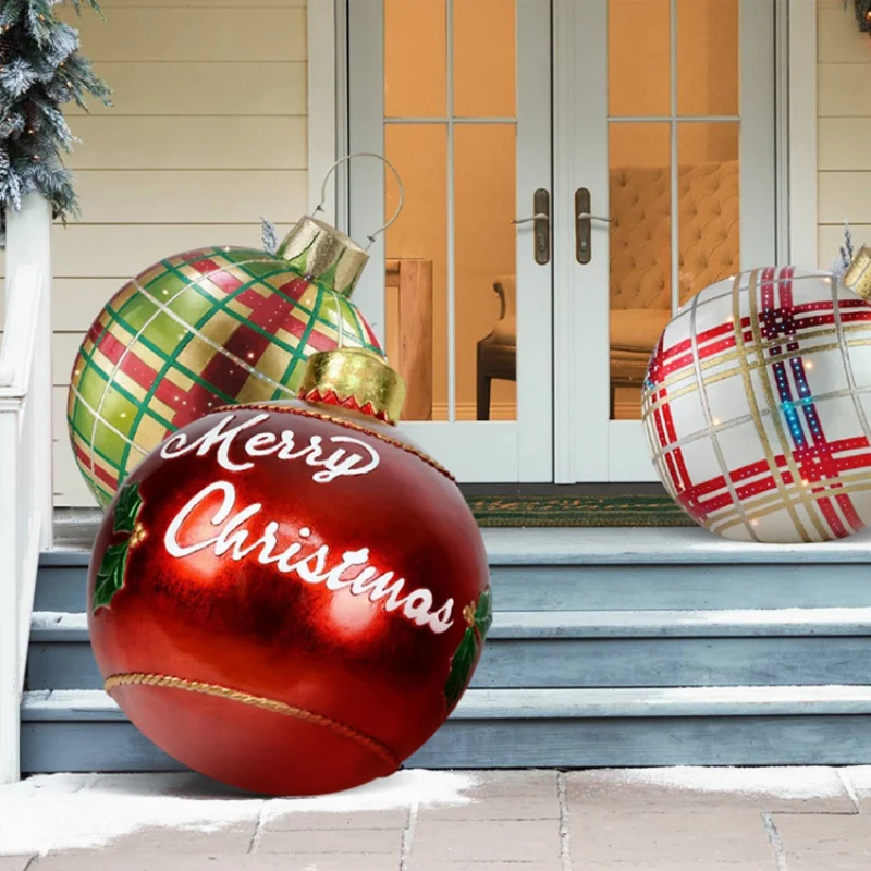 60cm Christmas Tree Ball Decorations Outdoor Home Yard Atmosphere PVC Inflatable Ball Giant Xmas New Year Gift Decor
