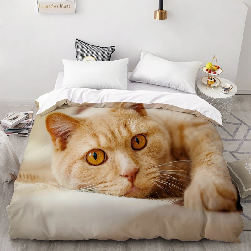 3D пододеяльник, одеяло/одеяло случае двойной/королева/король, постельные принадлежности на заказ/220x240/200x200, в форме животных милый кот узор, Прямая поставка