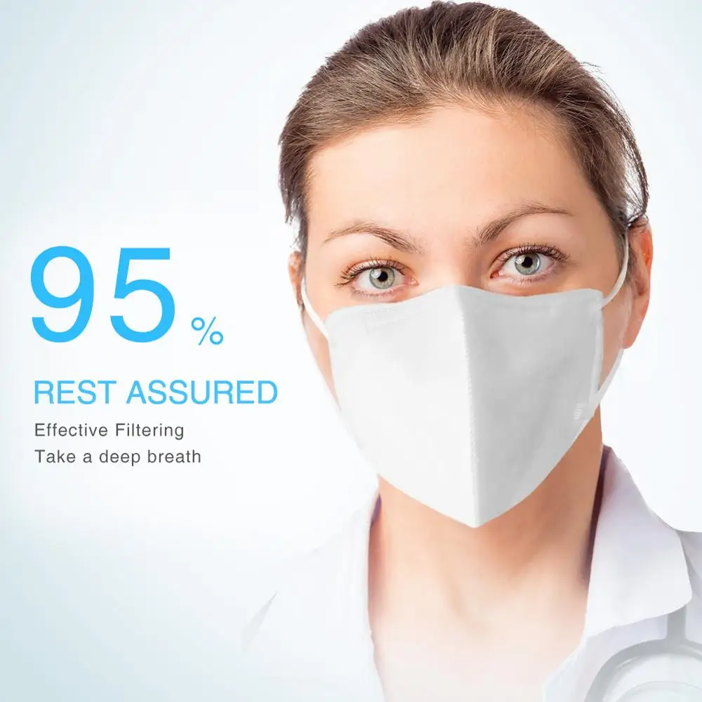 

5x Nose Mouth Covers Non-woven-Dust Mask 3 Filter Earloops Breathable Face Mask Solid Color Protective Cover