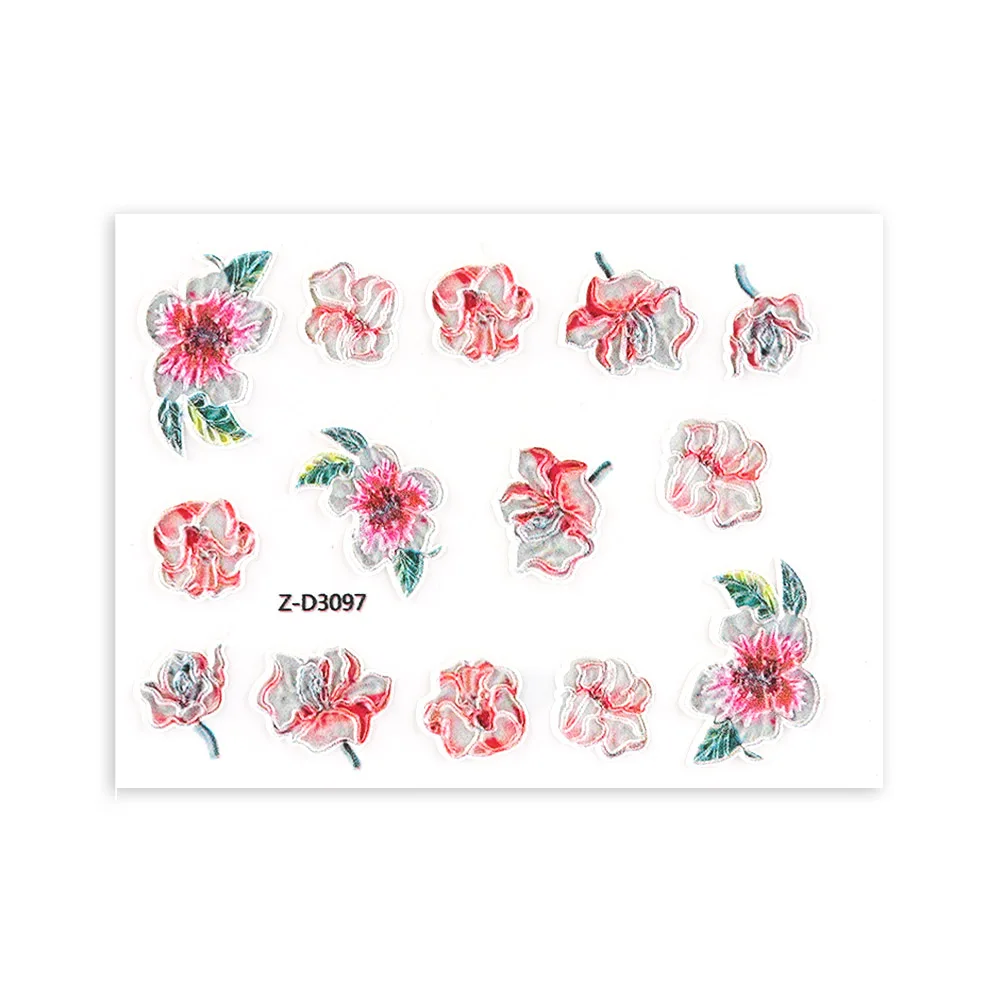 3D Acrylic Engraved Nail Sticker Beautiful Dancing Gril Snow Shape Water Decals Empaistic Nail Water Slide Decals DIY Nail Art - Color: 20