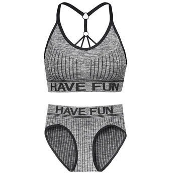 

Sexy Women Bra Set Wireless Padded Letter Print Knitted BH Sport Bralette New Breathable Comfy Bra and Brief
