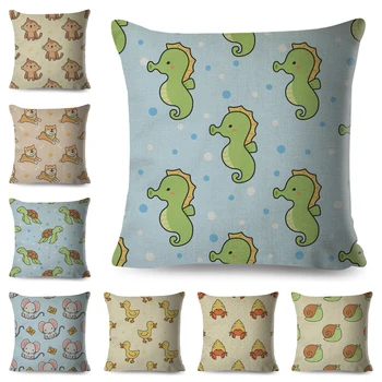 

Nordic Style Patchwork Animal Cushion Cover Decor Dog Bird Monkey Seahorse Pillow Case Cartoon Pillowcase for Children Room Sofa