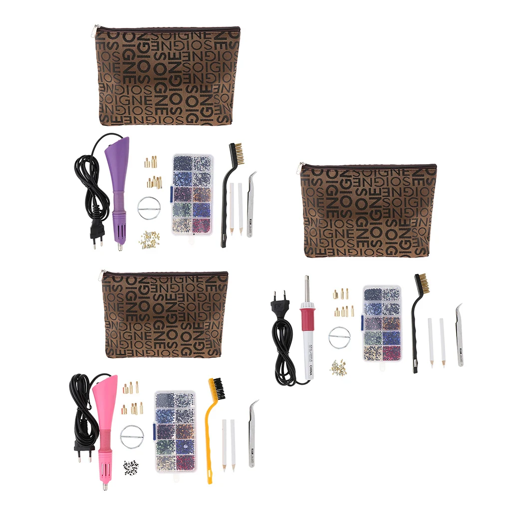 EU Plug Hot Fix Applicator Rhinestone Setter Wand Heater Tool Kit Set
