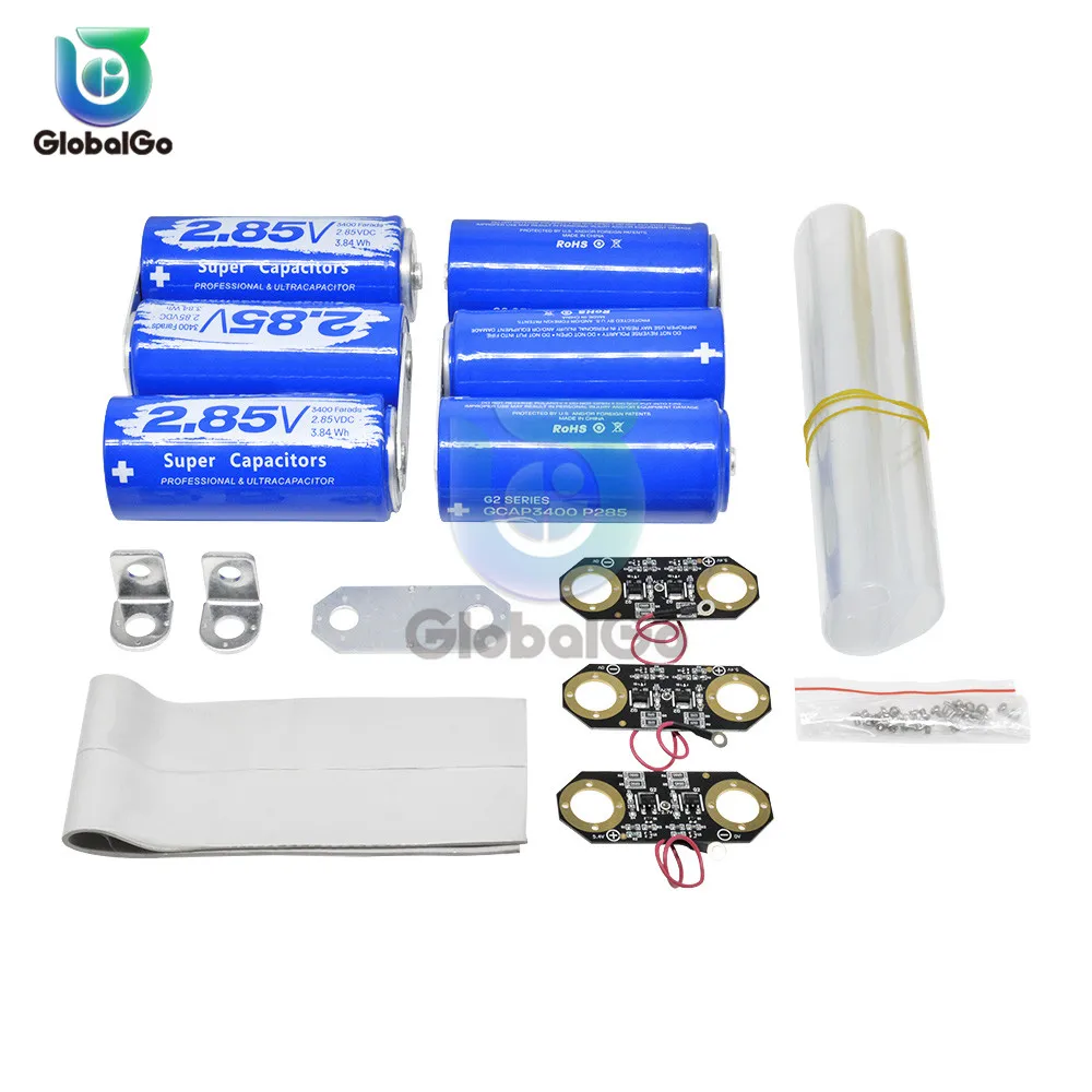 

6pcs /Lot Auto Car Super Farad Capacitors 2.85V 3400F Farad Capacitor Module 17V 566F Single Row Ultracapacitor Protection Board