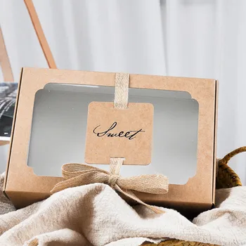 

100pcs/lot Kraft paper window box Niuzha cake box 6 egg yolk crispy boxes