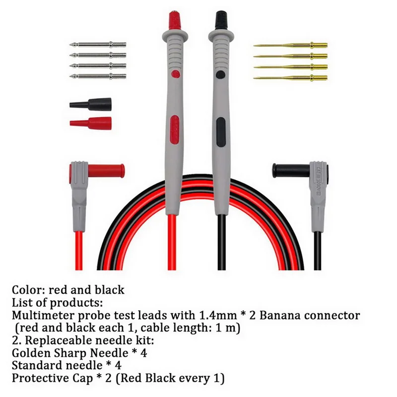Датчики для мультиметра Сменные иглы тестовые комплекты проводов Щупы для цифрового мультиметра кабель Щупы для мультиметра Проводные наконечники