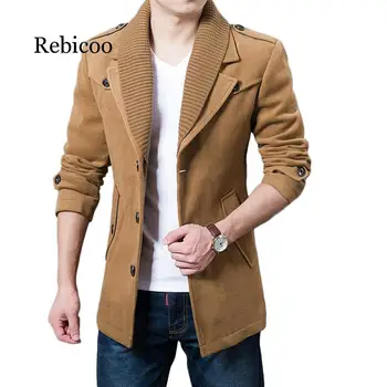 

2019 Business Men Casual Warm Coats Size M-3XL High Quality Double Collar Winter Trench Coat Thicken Man Fashion Windbeaker