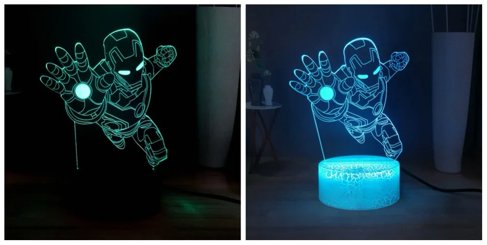 Marvel светодиодный ночник Мстители 4 Железный человек прикроватная лампа подарок на день рождения для друзей 3D оптический стол лампа креативный домашний декор
