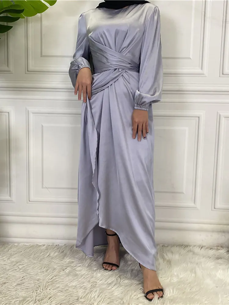 Ramadan Satin Abaya Muslim Long Dress ...