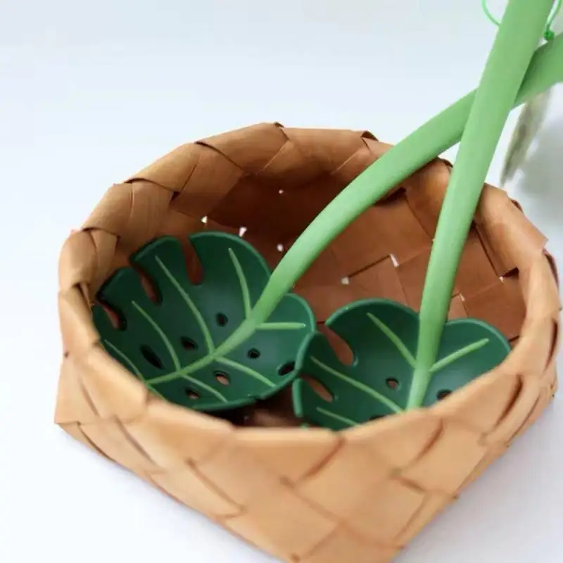 1pcs Creative Green Leaf Cooking Shovels Vegetable Strainer Scoop ABS Spoon Chopping Colander Soup Filter Kitchen Tools Dropship