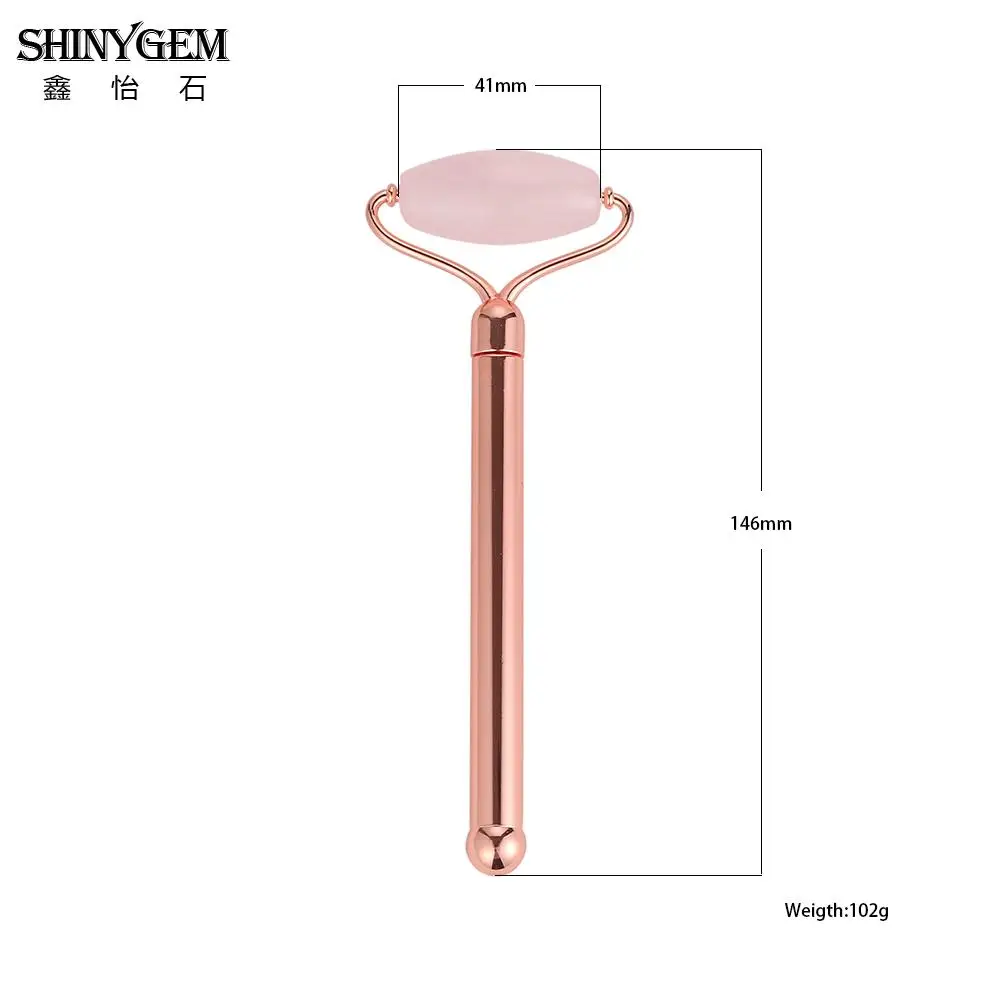 Роликовый ролик для чистки лица ShinyGem розовое золото натуральный камень уход за