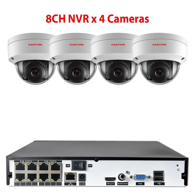 8CH NVR x 4 Camera KANTURE H.265+ аудио 16CH 5MP POE NVR комплект CCTV система безопасности 5MP POE ip-камера ИК ночного видения комплект наружного видеонаблюдения - Цвет: 8CH NVR x 4 Camera