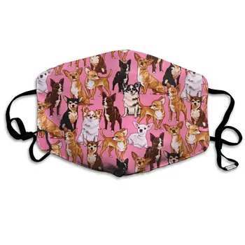 

Chiwawas Dog Pink Washable Reusable Mask, Cotton Anti Dust Half Face Mouth Mask For Kids Teens Men Women With Adjustable Ear