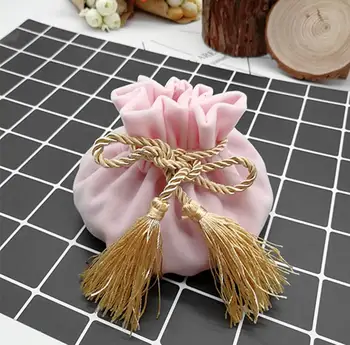 

light pink velvet favors packaging bags gift pouches drawstring bag jewelry packing party bead container storage pouch