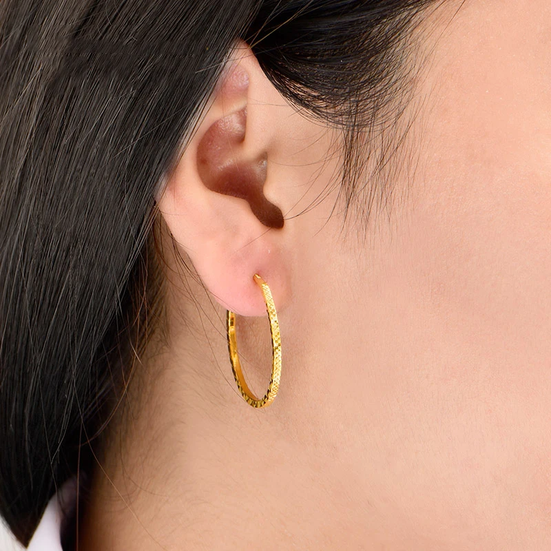 Сережки из чистого золота SFE 24K настоящее золото AU 999 солидные золотые серьги
